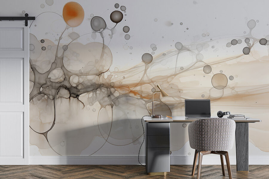 Formas abstractas em cores suaves.