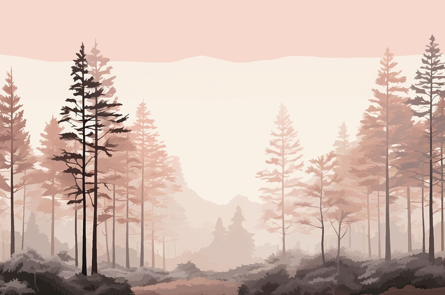Paisagem de árvores e arbustos