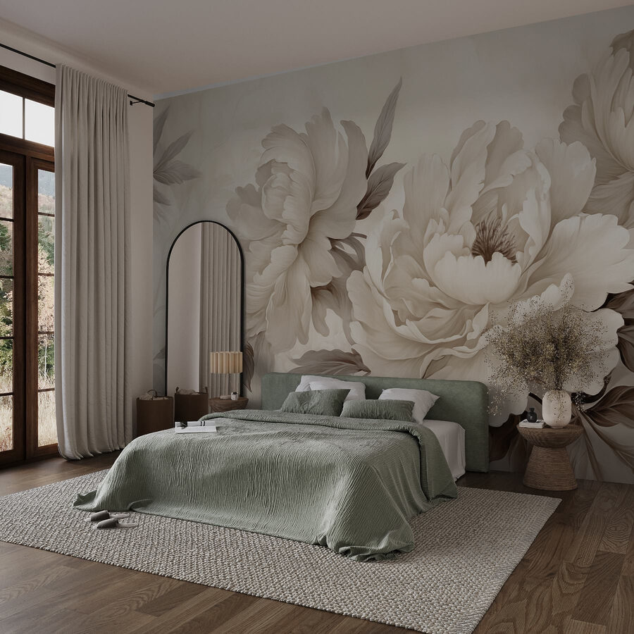 Papel de parede Flores delicadas em tons suaves