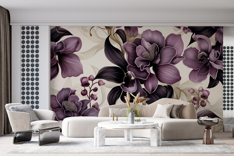 Padrão de design floral roxo elegante.