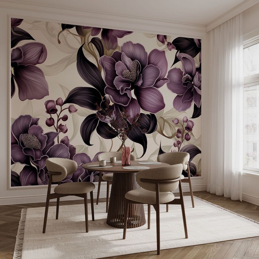 Padrão de design floral roxo elegante.