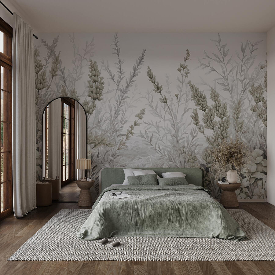 Papel de parede Jardim botânico sereno em tons suaves