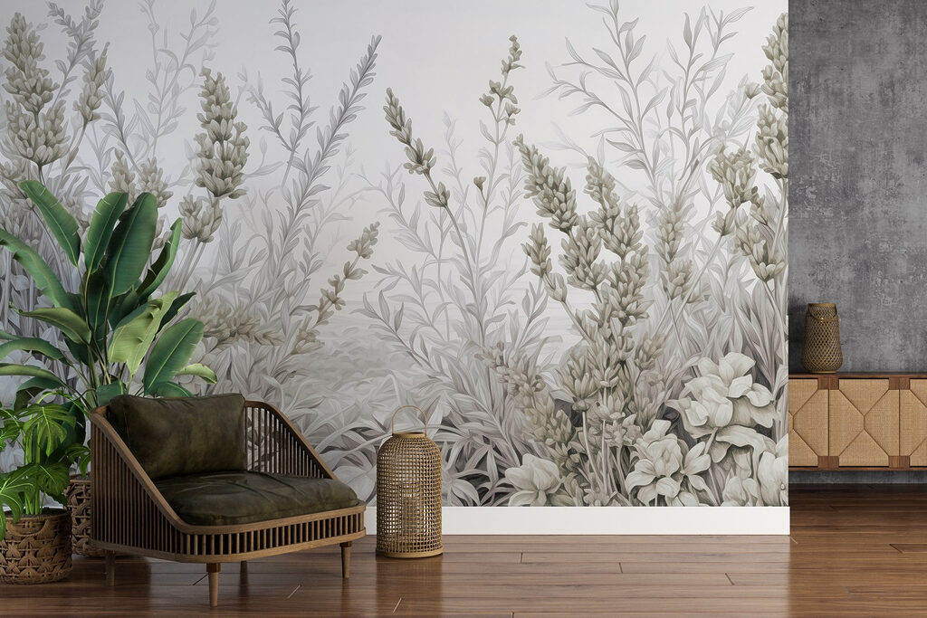 Serene botanical garden in soft hues