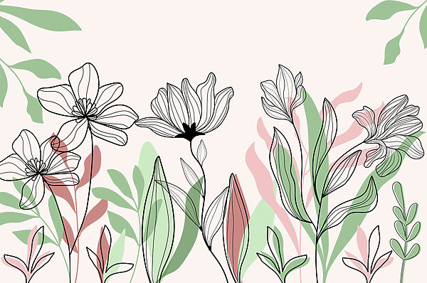 Linha de flores e folhas Linha de flores e folhas