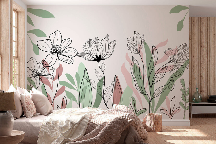 Linha de flores e folhas Linha de flores e folhas