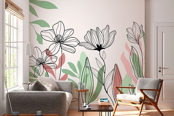 Linha de flores e folhas Linha de flores e folhas