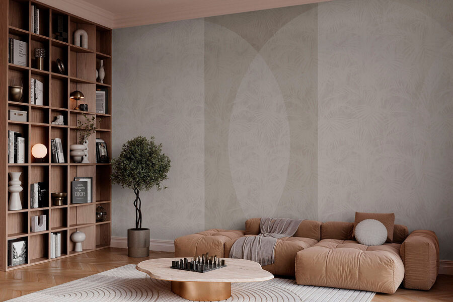 Papel de parede Fundo branco e cinzento com um círculo branco - Image 2