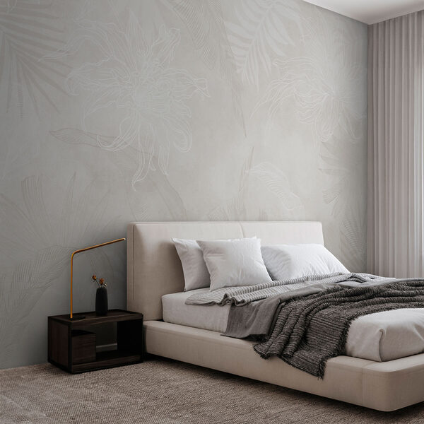 Papel de parede Papel de parede Fundo branco com folhas (REF: w02737)