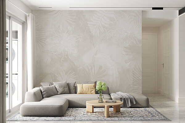 Padrão floral branco sobre um fundo cinzento Padrão floral branco sobre um fundo cinzento
