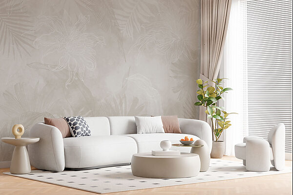 Padrão floral branco sobre um fundo cinzento Padrão floral branco sobre um fundo cinzento