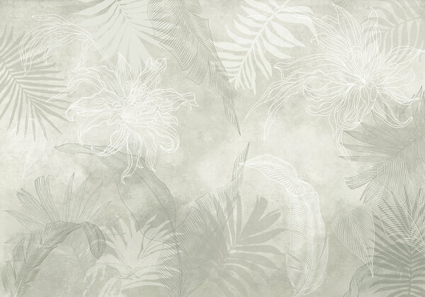 Padrão floral branco e cinzento Padrão floral branco e cinzento