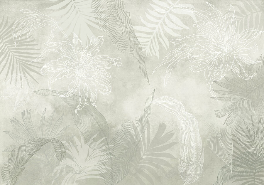 Padrão floral branco e cinzento Padrão floral branco e cinzento