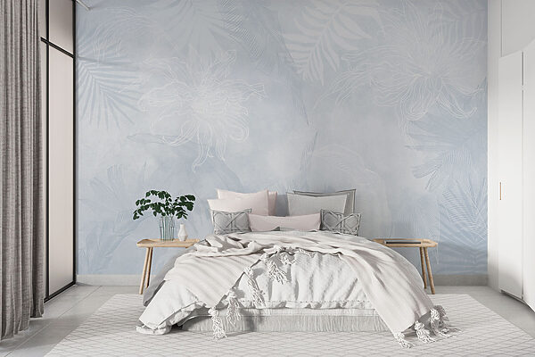 Padrão floral branco e azul Padrão floral branco e azul