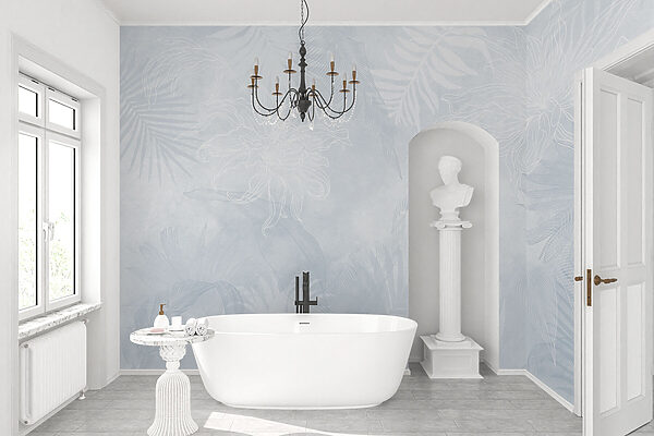 Padrão floral branco e azul Padrão floral branco e azul