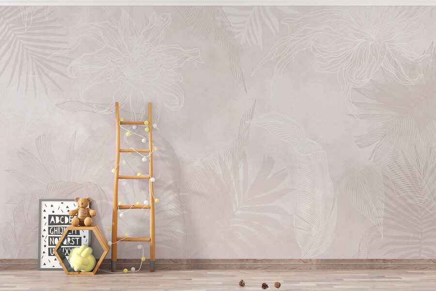 Padrão floral branco e cor-de-rosa