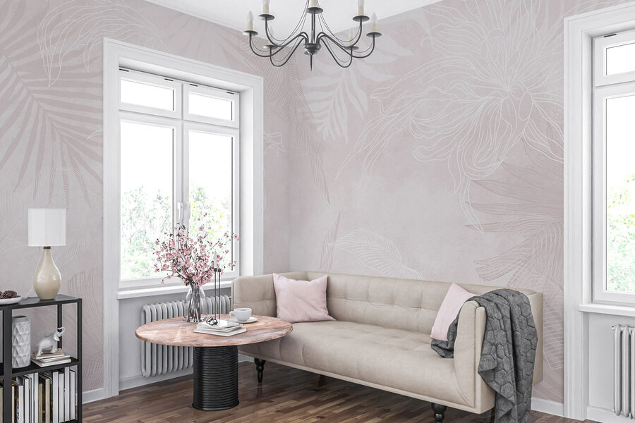 Padrão floral branco e cor-de-rosa