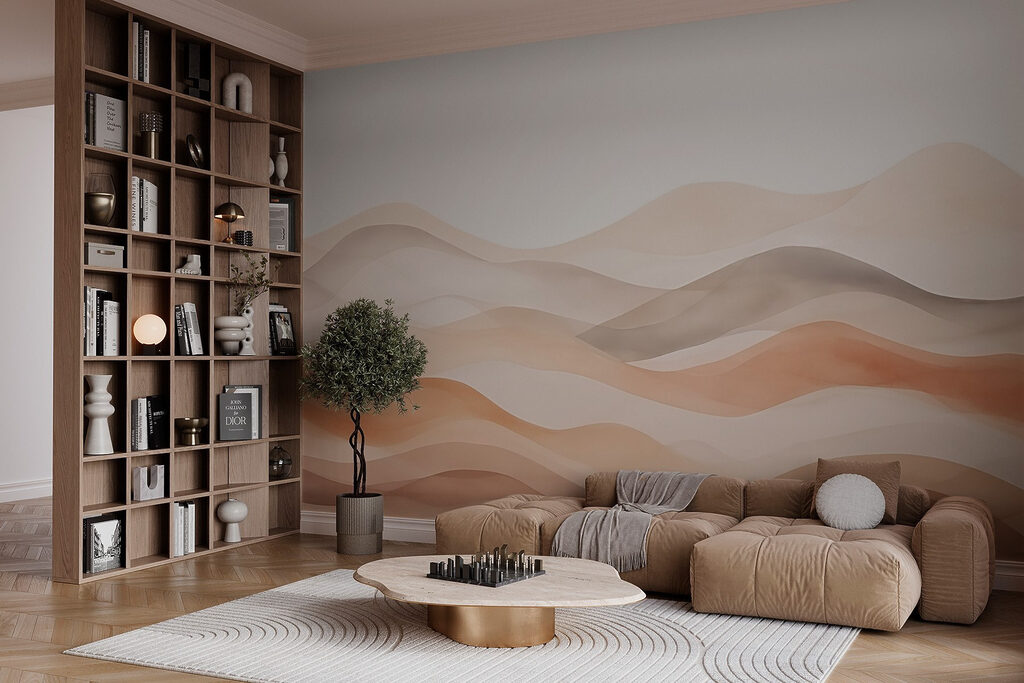 Brown and white wavy lines Brown and white wavy lines