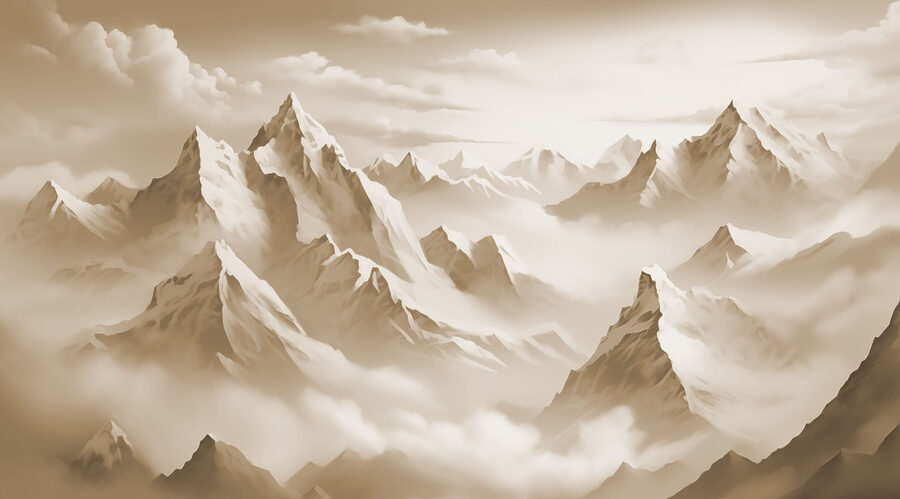 Cordilheira com nuvens