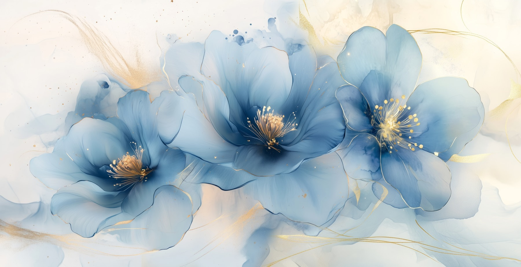 Delicate blue blossoms in soft hues