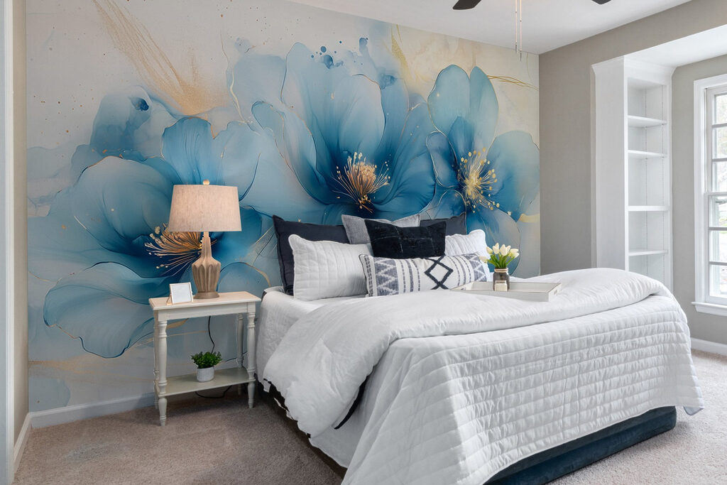 Delicate blue blossoms in soft hues