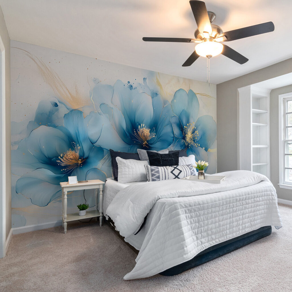 Delicate blue blossoms in soft hues