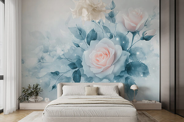 Papel de parede Papel de parede Rosas delicadas em tons suaves (REF: w02871)