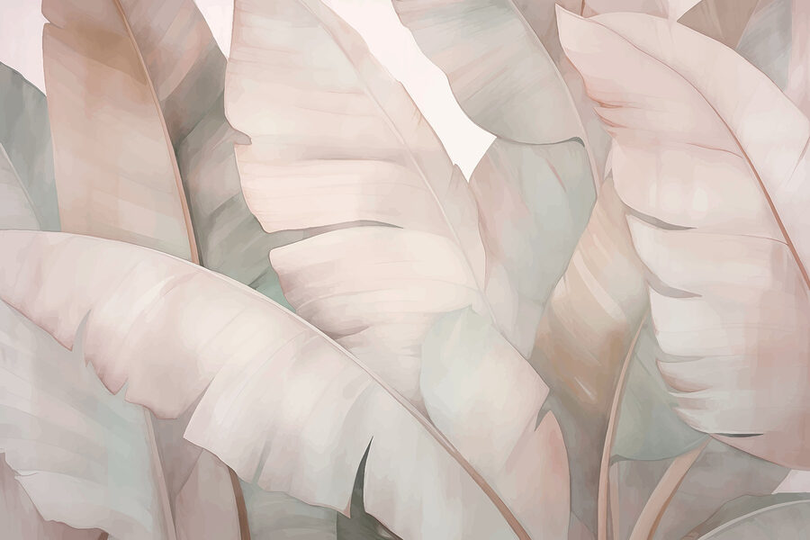 Papel de parede Tons suaves de folhas tropicais. - Image 3