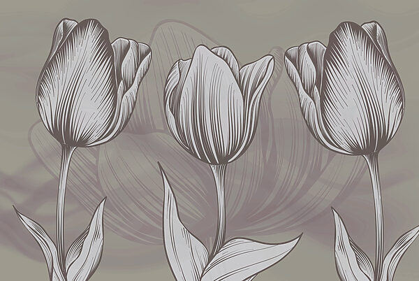 Linha de flores com folhas Linha de flores com folhas