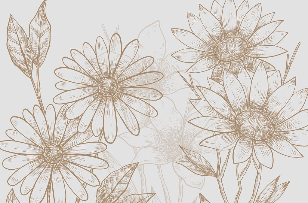 Desenho de flores sobre um fundo branco Desenho de flores sobre um fundo branco