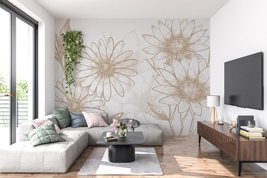 Desenho de flores sobre um fundo branco