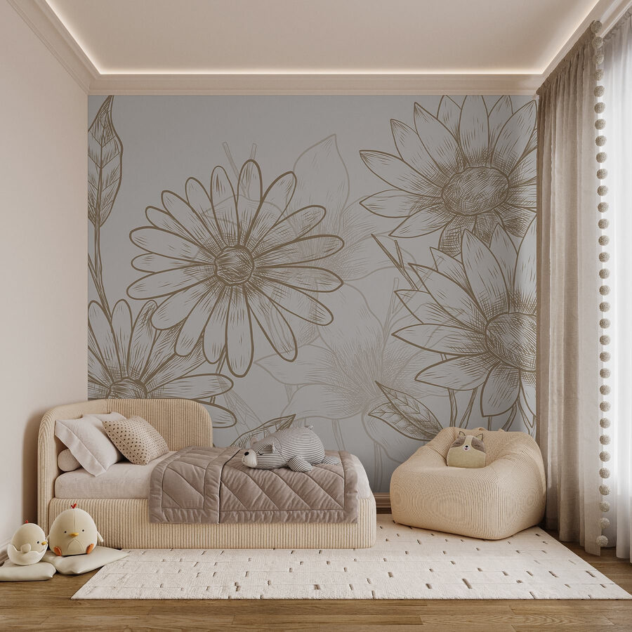 Desenho de flores sobre um fundo branco
