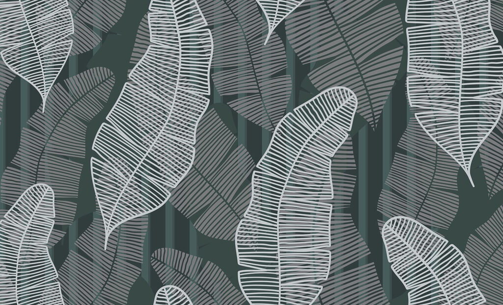 Padrão de folhas sobre um fundo escuro Padrão de folhas sobre um fundo escuro