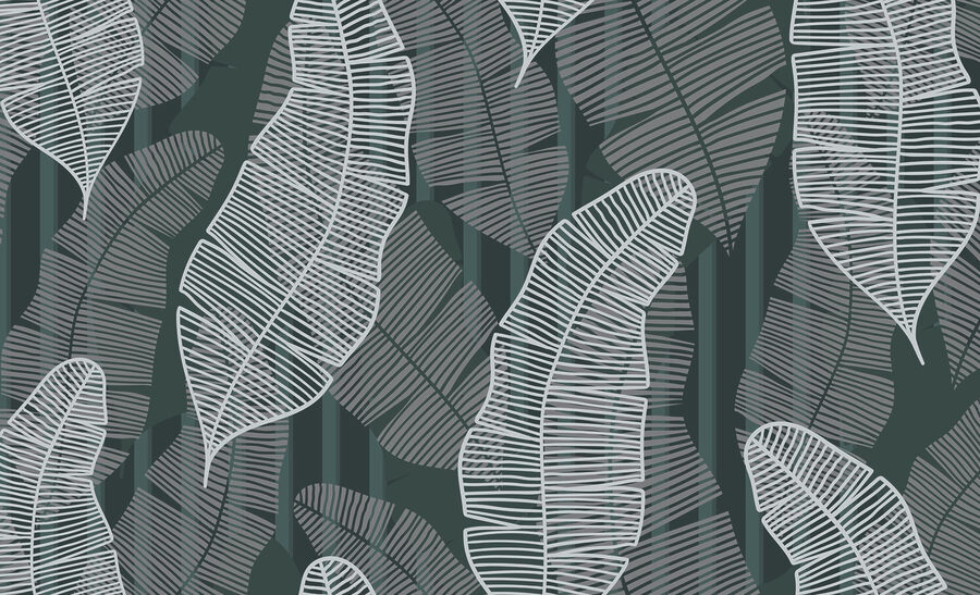 Papel de parede Padrão de folhas sobre um fundo escuro - Image 3