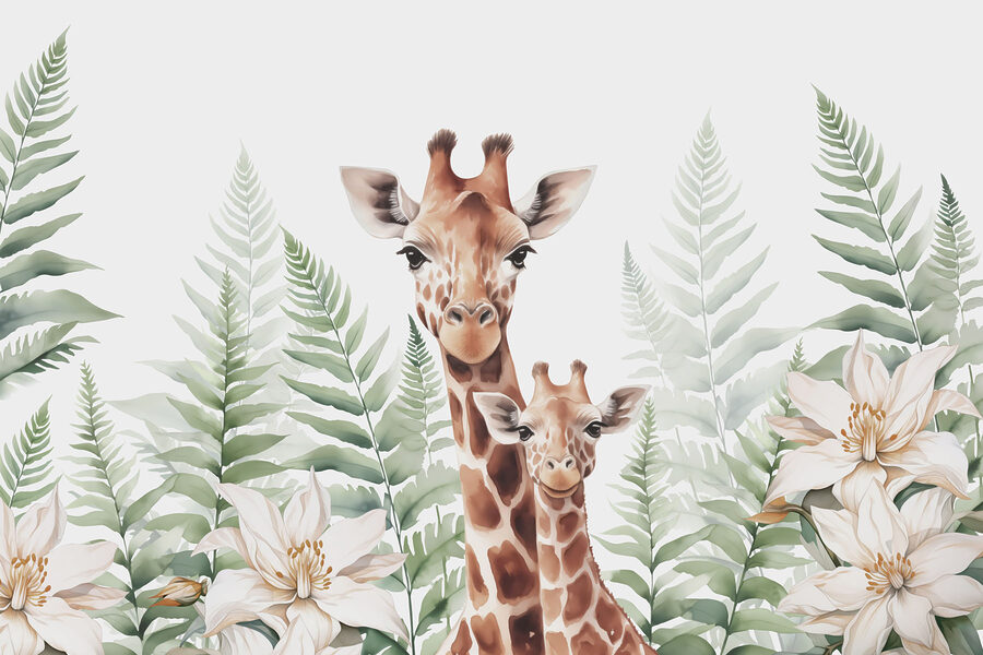 Girafas e flores