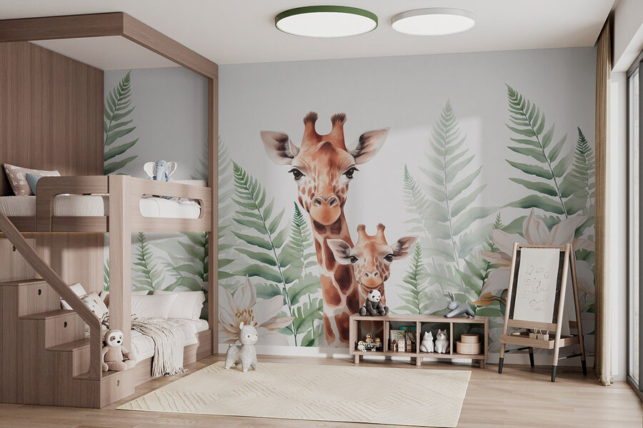 Girafas e flores