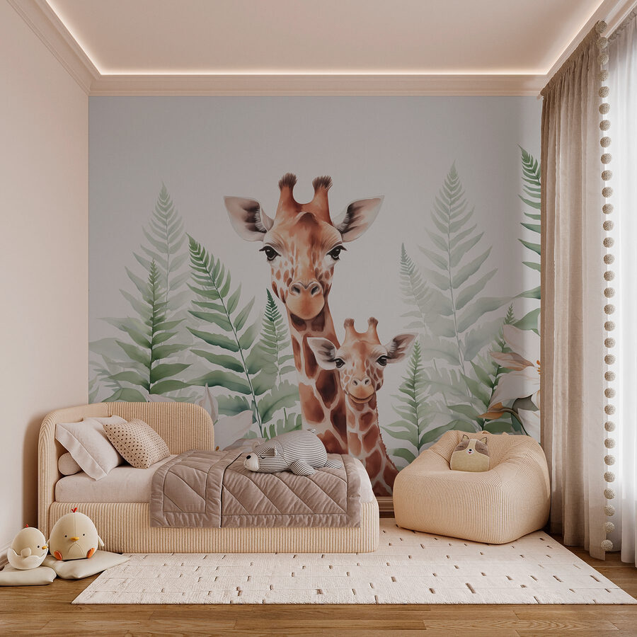 Girafas e flores