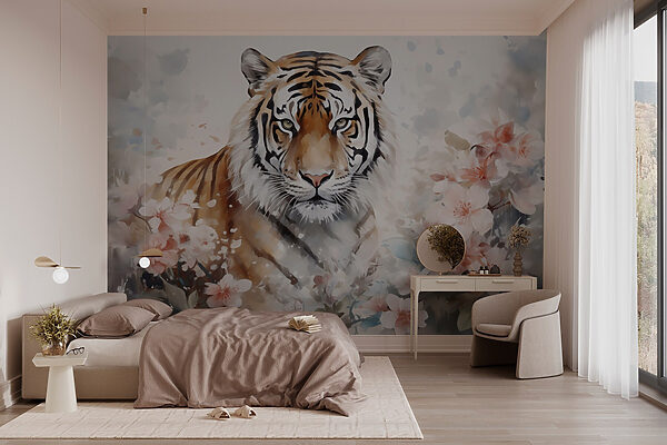 Tigre num jardim florido Tigre num jardim florido
