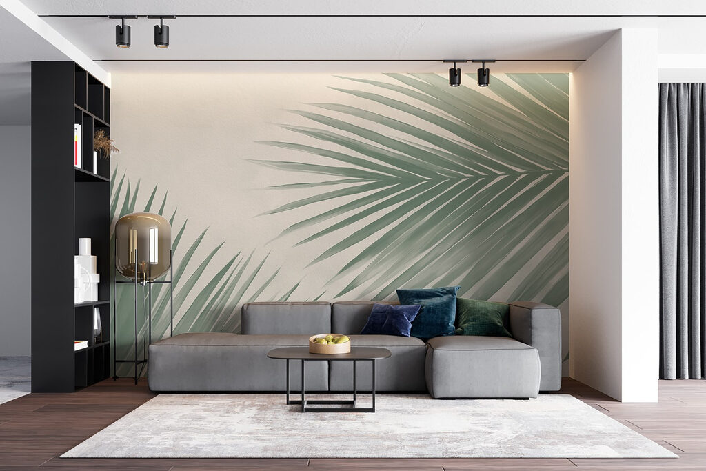 Fresh green palm leaves, nature's touch