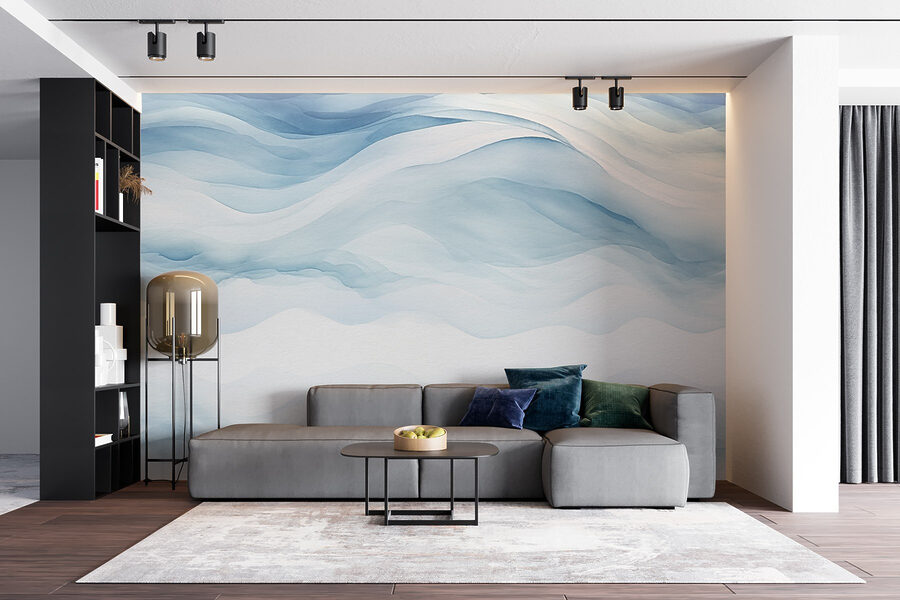 Pintura a aguarela branca e azul
