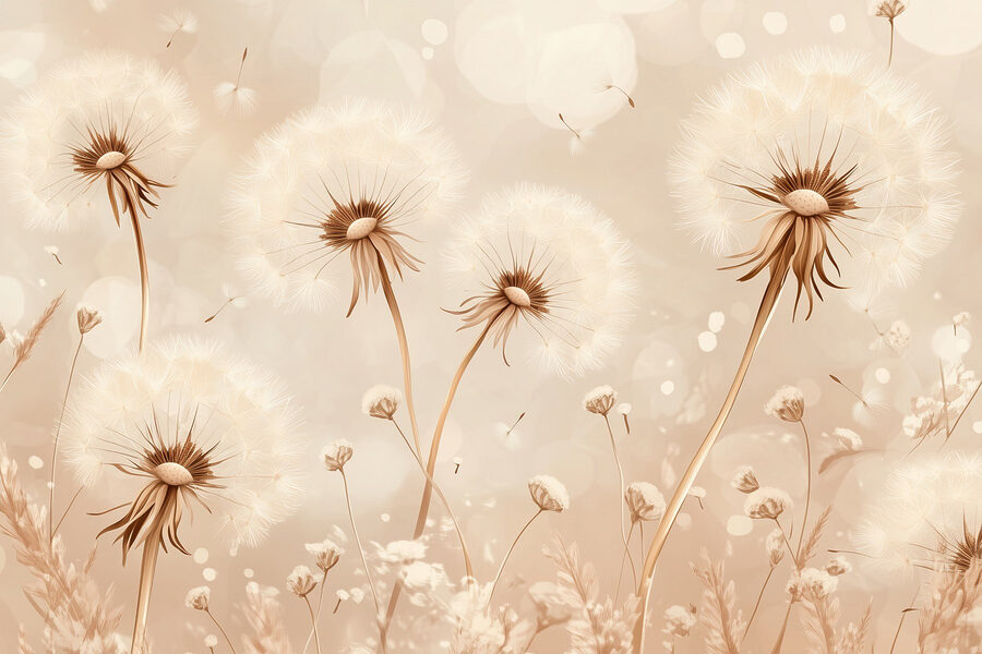 Dandelions dançando na brisa suave