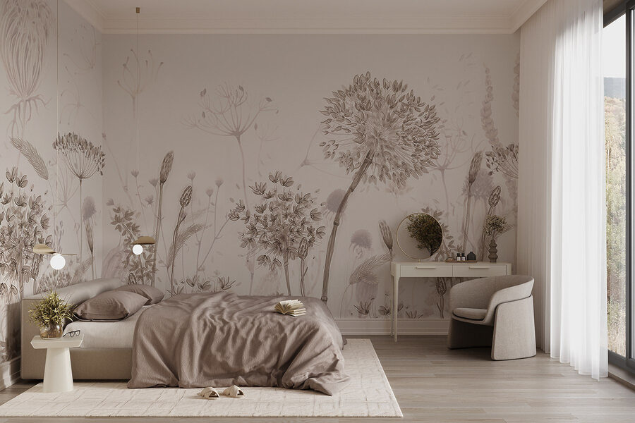 Papel de parede Desenho de flores e plantas