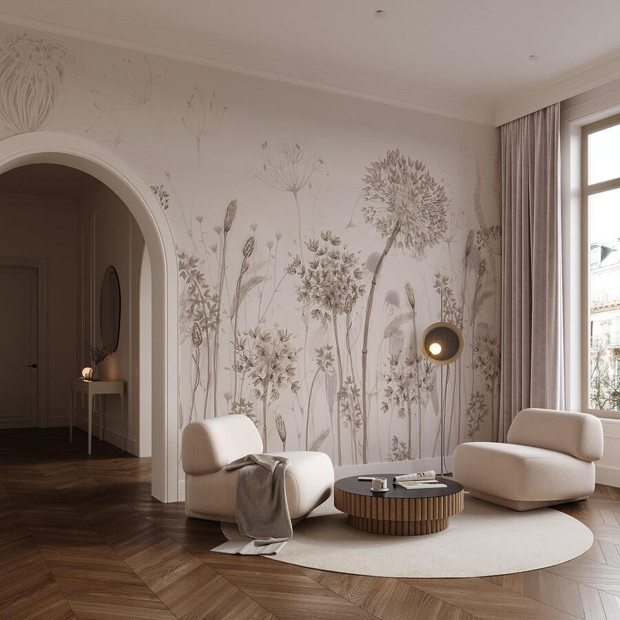 Papel de parede Desenho de flores e plantas - Image 2