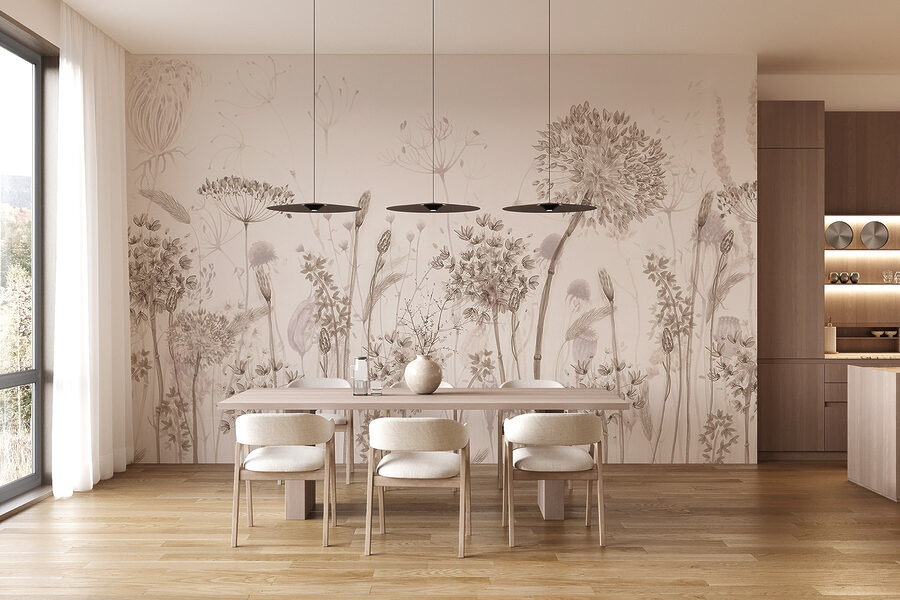 Papel de parede Desenho de flores e plantas - Image 4
