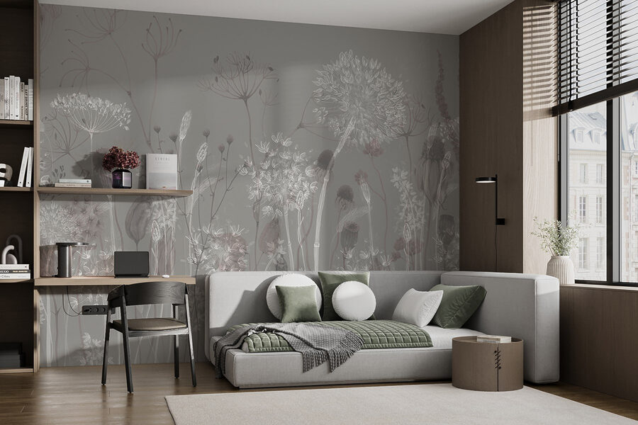 Papel de parede Bouquet floral caprichoso em tons suaves - Image 2
