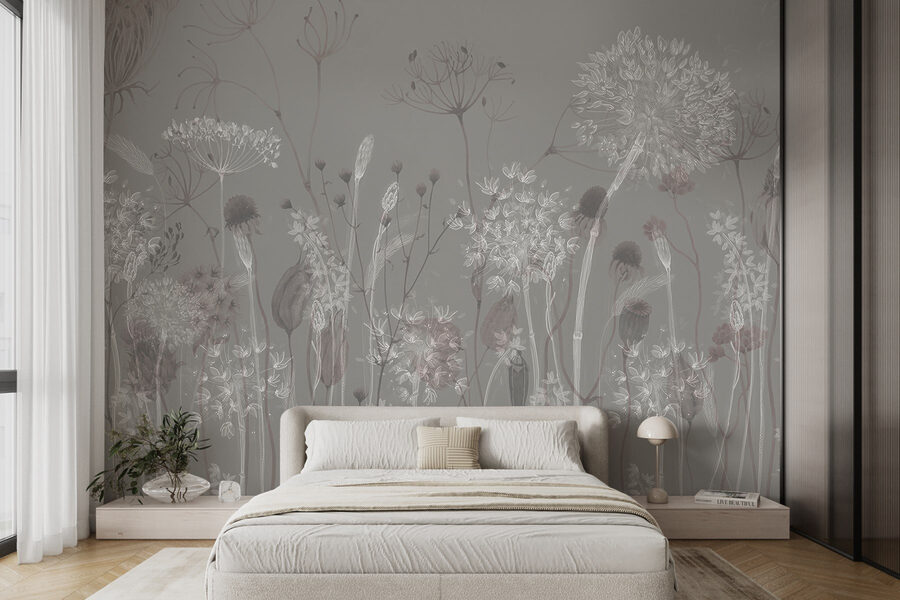 Papel de parede Bouquet floral caprichoso em tons suaves - Image 3