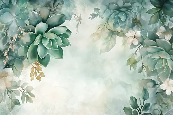 Pintura de plantas e flores verdes Pintura de plantas e flores verdes