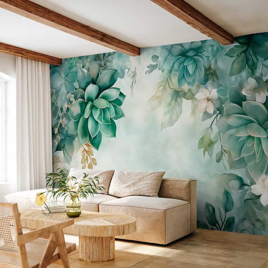 Pintura de plantas e flores verdes Pintura de plantas e flores verdes