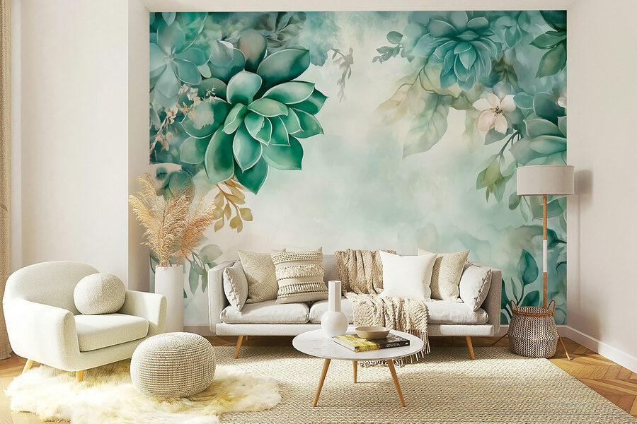 Pintura de plantas e flores verdes Pintura de plantas e flores verdes