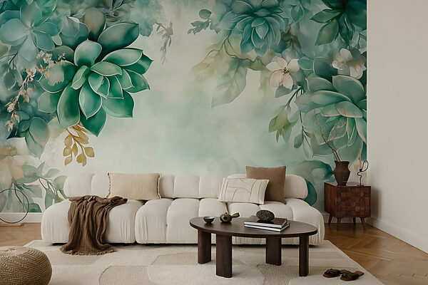 Pintura de plantas e flores verdes Pintura de plantas e flores verdes