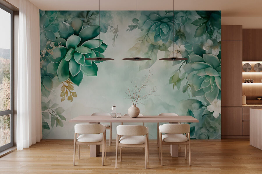 Pintura de plantas e flores verdes Pintura de plantas e flores verdes